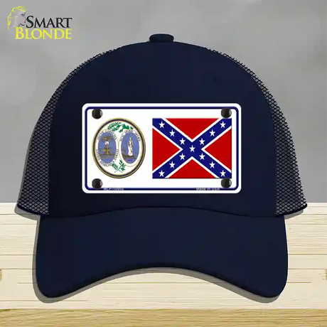 Confederate Flag South Carolina Seal Novelty License Plate Hat Mesh / Navy