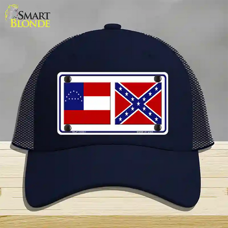 Confederate Robert E Lee Flag Novelty License Plate Hat Mesh / Navy