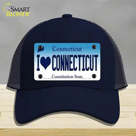 I Love Connecticut Novelty License Plate Hat Mesh / Navy