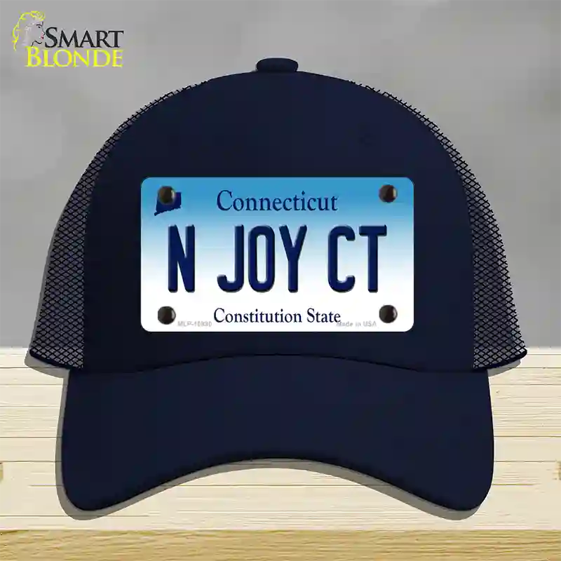 N Joy CT Connecticut Novelty License Plate Hat Mesh / Navy