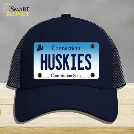 Huskies Connecticut Novelty License Plate Hat Mesh / Navy