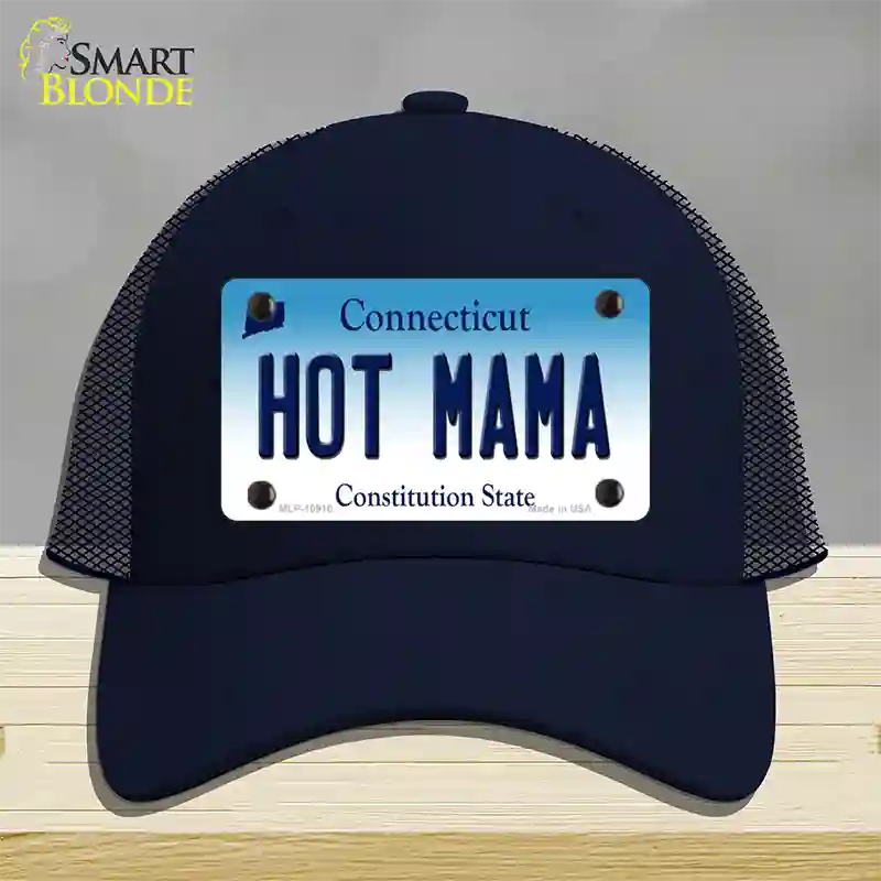 Hot Mama Connecticut Novelty License Plate Hat Mesh / Navy