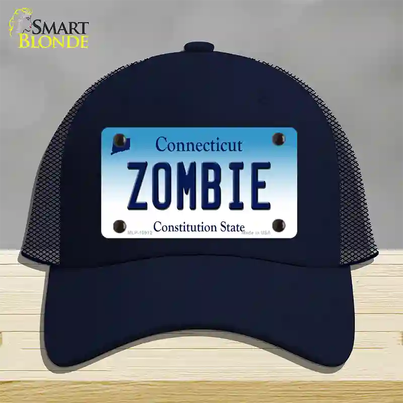 Zombie Connecticut Novelty License Plate Hat Mesh / Navy