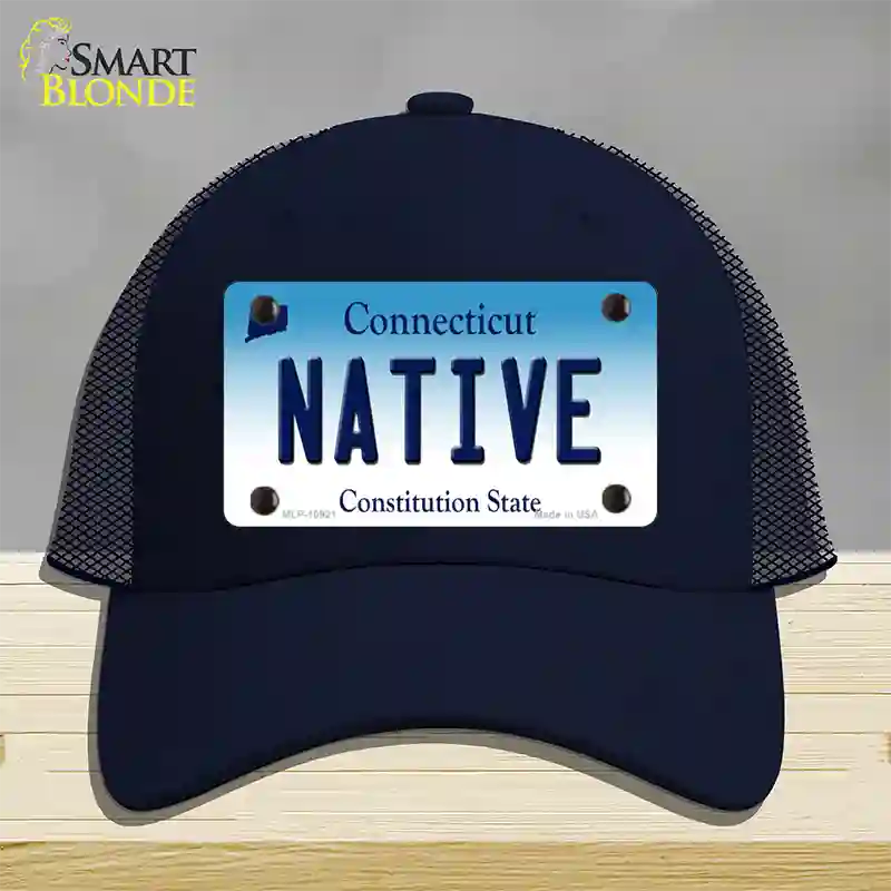 Native Connecticut Novelty License Plate Hat Mesh / Navy