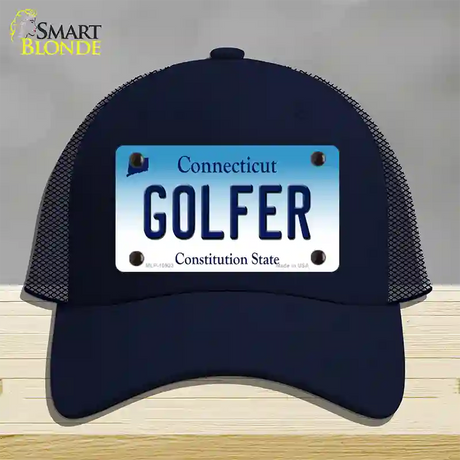 Golfer Connecticut Novelty License Plate Hat Mesh / Navy