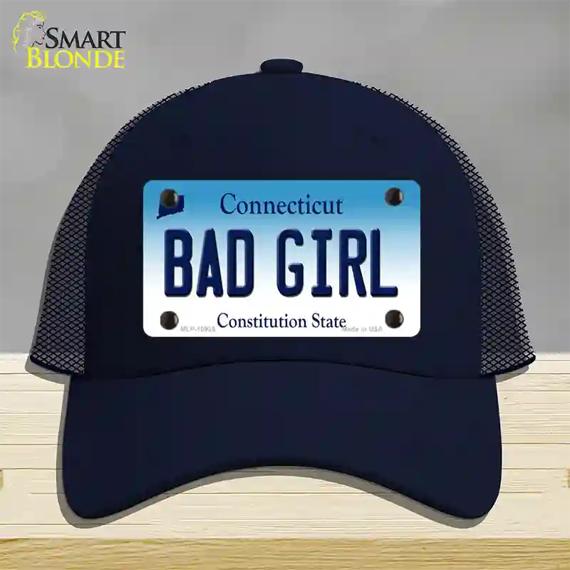 Bad Girl Connecticut Novelty License Plate Hat Mesh / Navy