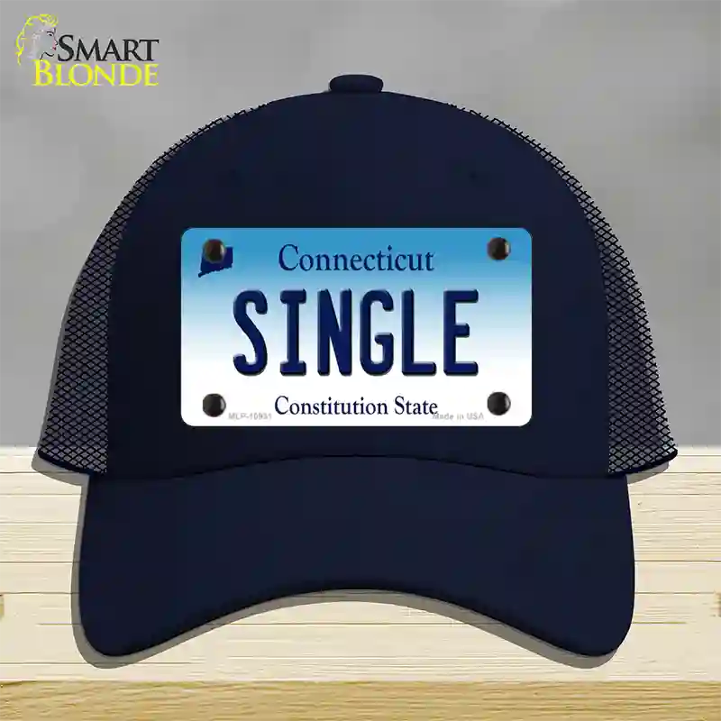 Single Connecticut Novelty License Plate Hat Mesh / Navy