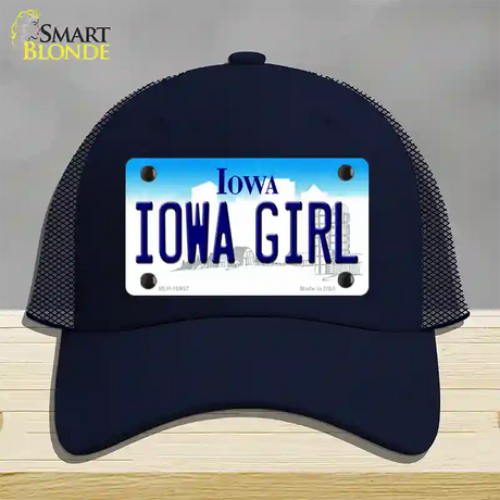 Iowa Girl Iowa Novelty License Plate Hat Mesh / Navy