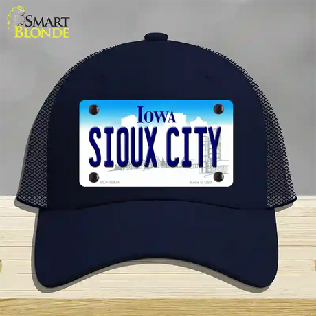 Sioux City Iowa Novelty License Plate Hat Mesh / Navy