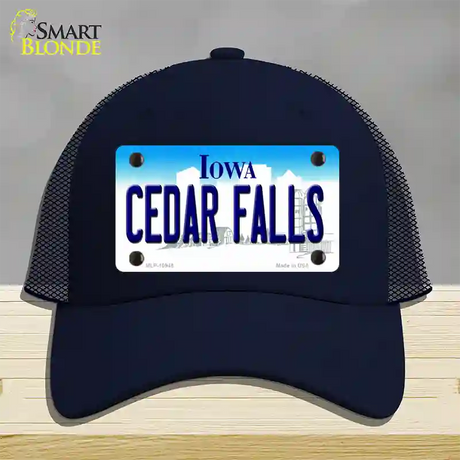 Cedar Falls Iowa Novelty License Plate Hat Mesh / Navy