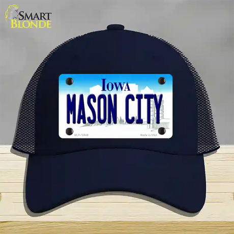 Mason City Iowa Novelty License Plate Hat Mesh / Navy