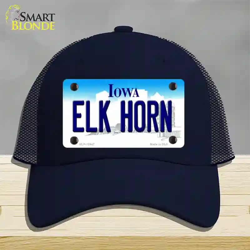 Elk Horn Iowa Novelty License Plate Hat Mesh / Navy