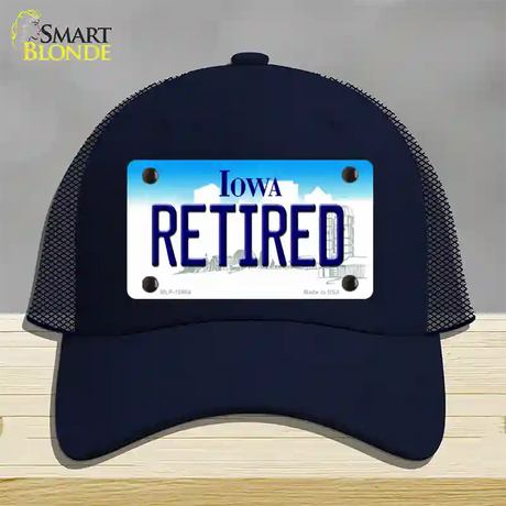 Retired Iowa Novelty License Plate Hat Mesh / Navy