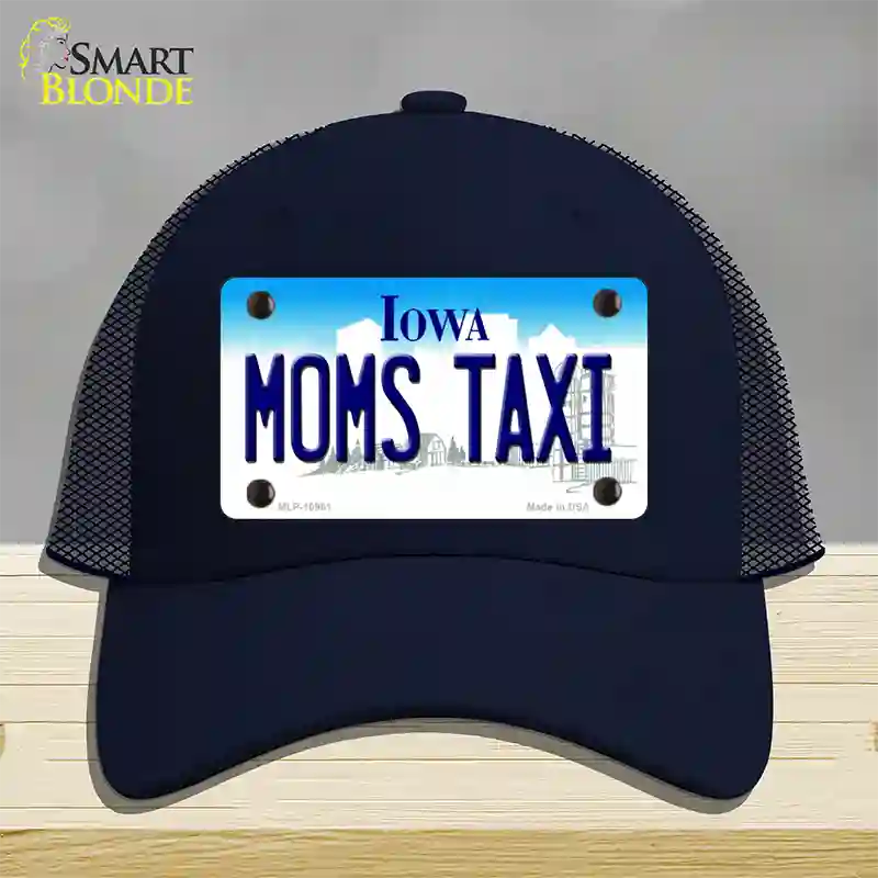 Moms Taxi Iowa Novelty License Plate Hat Mesh / Navy