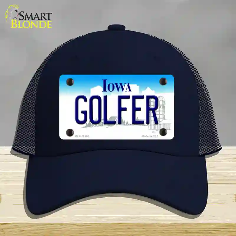 Golfer Iowa Novelty License Plate Hat Mesh / Navy