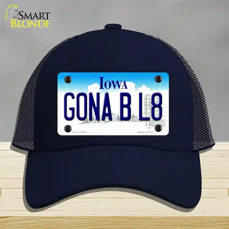 Gona B L8 Iowa Novelty License Plate Hat Mesh / Navy