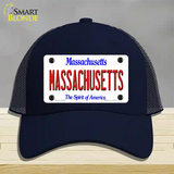 Massachusetts State Novelty License Plate Hat Mesh / Navy