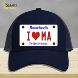 I Love Massachusetts Novelty License Plate Hat Mesh / Navy