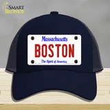 Boston Massachusetts Novelty License Plate Hat Mesh / Navy