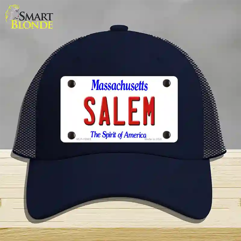 Salem Massachusetts Novelty License Plate Hat Mesh / Navy