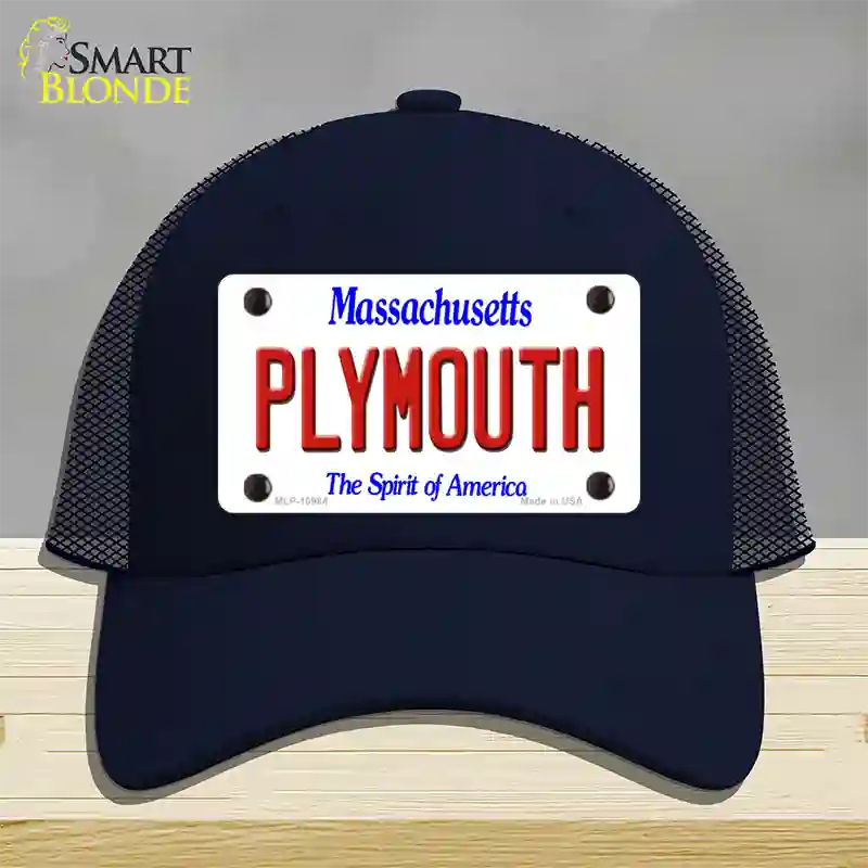 Plymouth Massachusetts Novelty License Plate Hat Mesh / Navy