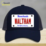 Waltham Massachusetts Novelty License Plate Hat Mesh / Navy