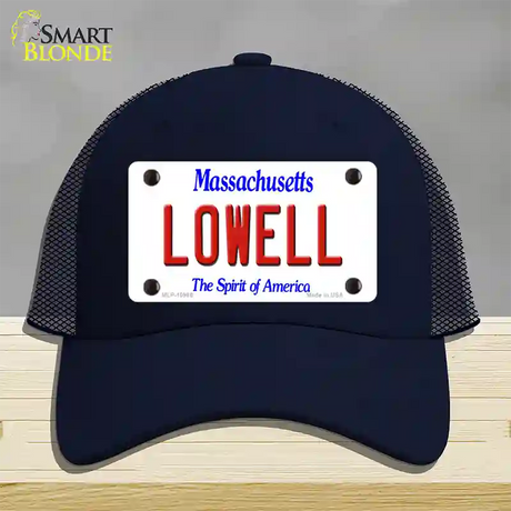 Lowell Massachusetts Novelty License Plate Hat Mesh / Navy