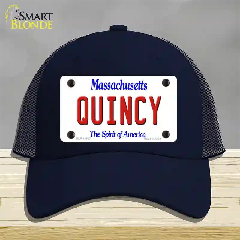 Quincy Massachusetts Novelty License Plate Hat Mesh / Navy