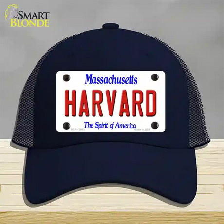 Harvard Massachusetts Novelty License Plate Hat Mesh / Navy