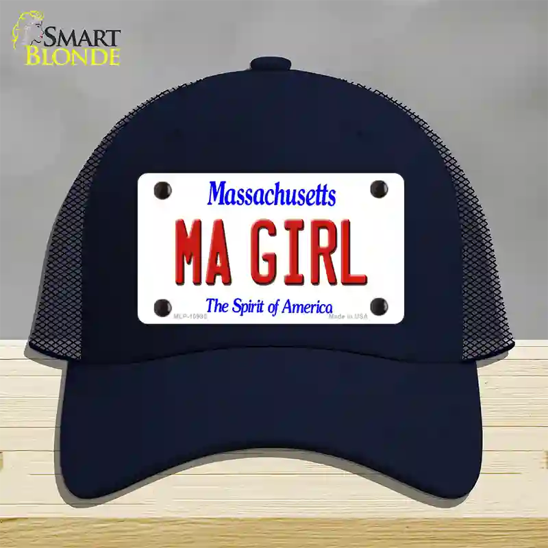 MA Girl Massachusetts Novelty License Plate Hat Mesh / Navy