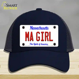 MA Girl Massachusetts Novelty License Plate Hat Mesh / Navy