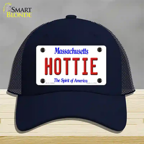 Hottie Massachusetts Novelty License Plate Hat Mesh / Navy