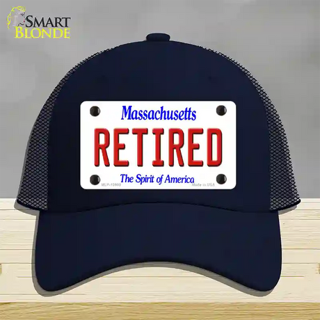 Retired Massachusetts Novelty License Plate Hat Mesh / Navy