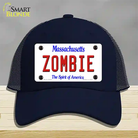 Zombie Massachusetts Novelty License Plate Hat Mesh / Navy