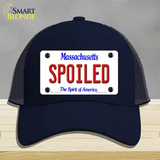 Spoiled Massachusetts Novelty License Plate Hat Mesh / Navy