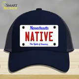 Native Massachusetts Novelty License Plate Hat Mesh / Navy