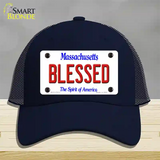 Blessed Massachusetts Novelty License Plate Hat Mesh / Navy