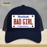 Bad Girl Massachusetts Novelty License Plate Hat Mesh / Navy