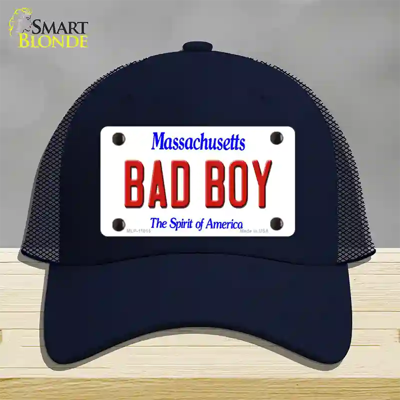 Bad Boy Massachusetts Novelty License Plate Hat Mesh / Navy