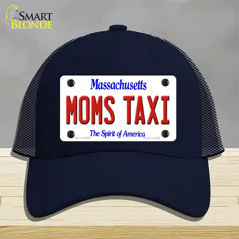 Moms Taxi Massachusetts Novelty License Plate Hat Mesh / Navy