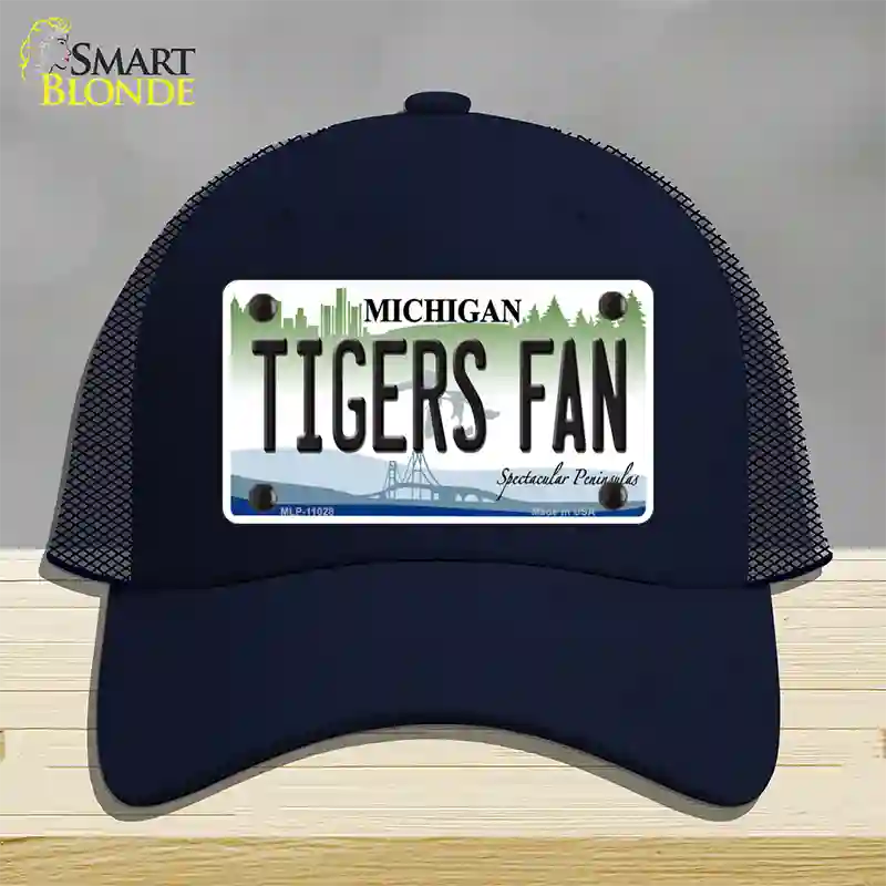 Tigers Fans Michigan Novelty License Plate Hat Mesh / Navy