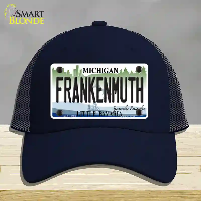 Frankenmuth Michigan Novelty License Plate Hat Mesh / Navy