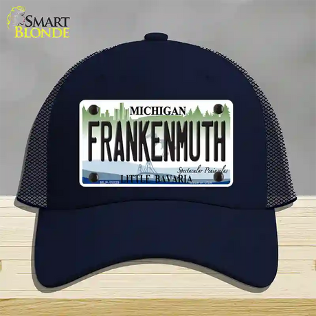 Frankenmuth Michigan Novelty License Plate Hat Mesh / Navy