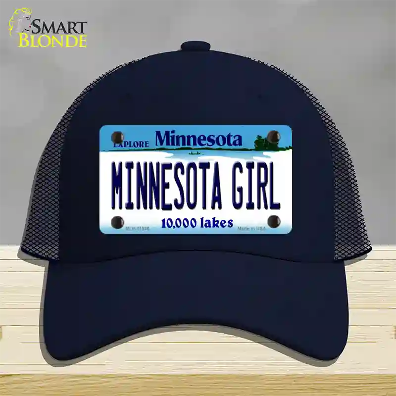 Minnesota Girl Minnesota Novelty License Plate Hat Mesh / Navy