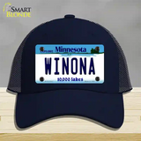 Winona Minnesota State Novelty License Plate Hat Mesh / Navy