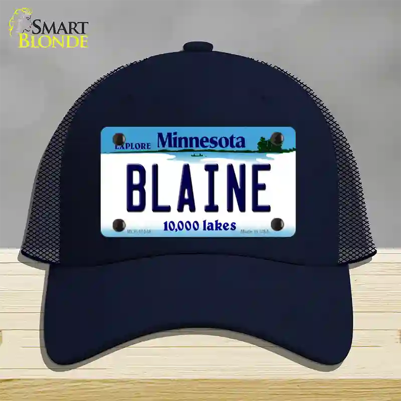 Blaine Minnesota State Novelty License Plate Hat Mesh / Navy