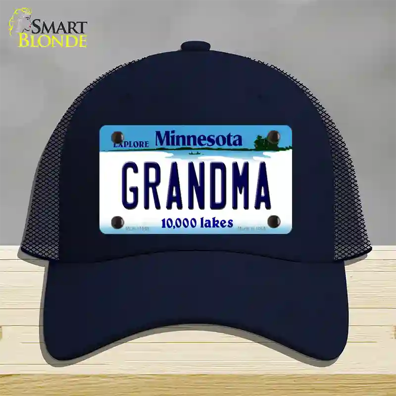 Grandma Minnesota State Novelty License Plate Hat Mesh / Navy