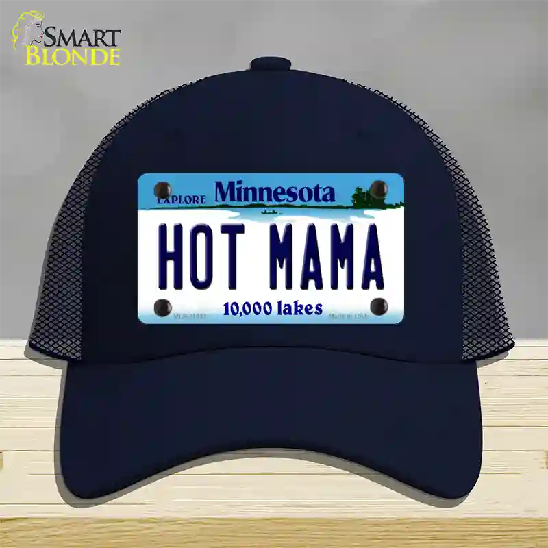 Hot Mama Minnesota State Novelty License Plate Hat Mesh / Navy