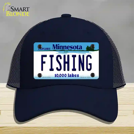 Fishing Minnesota State Novelty License Plate Hat Mesh / Navy