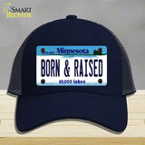 Born and Raised Minnesota State Novelty License Plate Hat Mesh / Navy